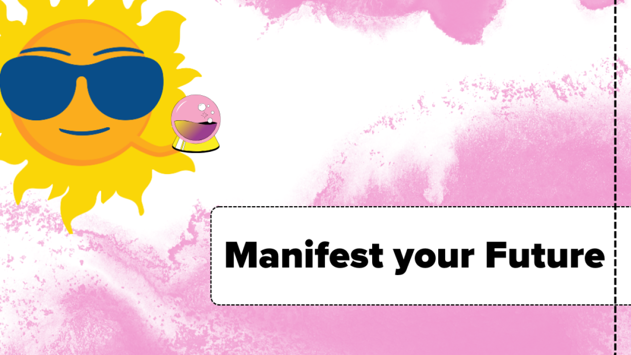 Promotional pink graphic of summer sessions character mascot Sunny holding a pink glass orb