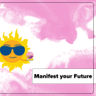 Promotional pink graphic of summer sessions character mascot Sunny holding a pink glass orb